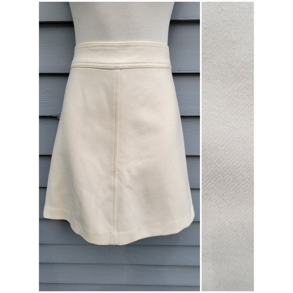 J.Crew Mini Skirt Ivory Wool A-Line High Waisted K2121 Size 4 NWT‎